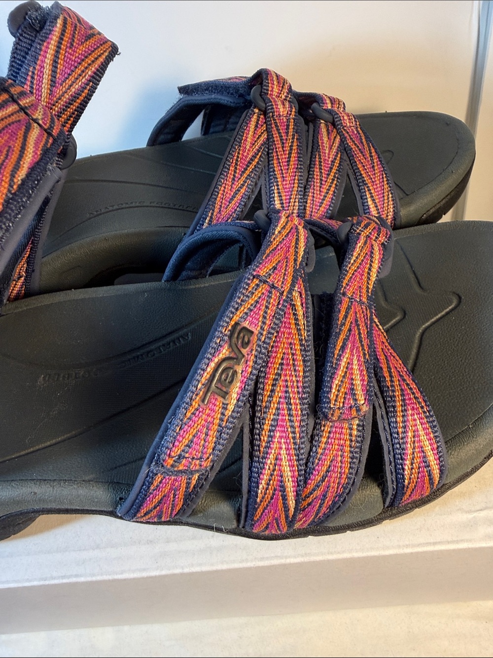 Teva Women's Multicolor Pink & Orange Strap Sandals - Picture 2 of 4